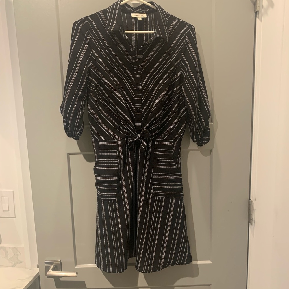 Monteau striped mid sleeve dress